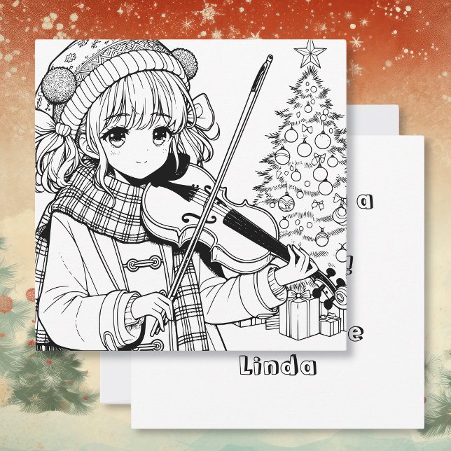 Convites Anime Girl tocando Viola no Natal (Criador carregado)