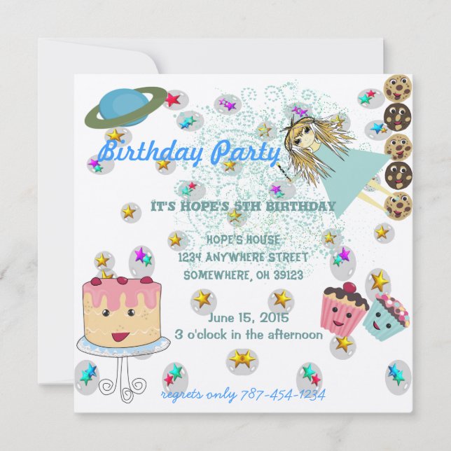 Convites Anime Mágico Dias Convidando T-Shirts de Aniversár (Frente)