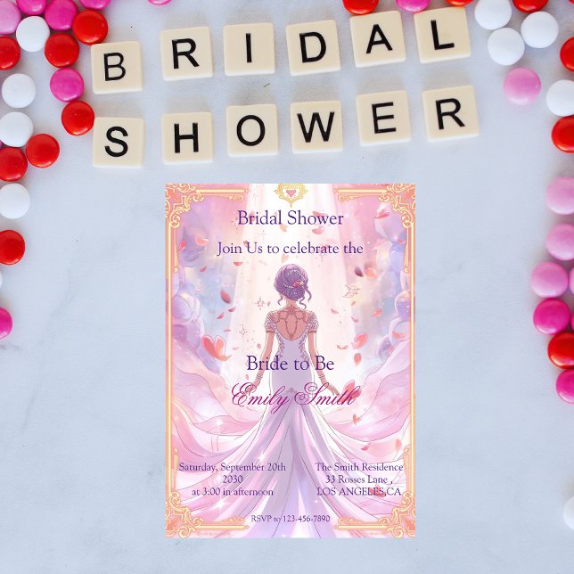Convites Anime Pastel Fantasy Bridal Shower Invitation (Criador carregado)