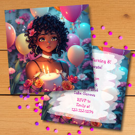 Convites Anime Themed Birthday Girl Personalizada