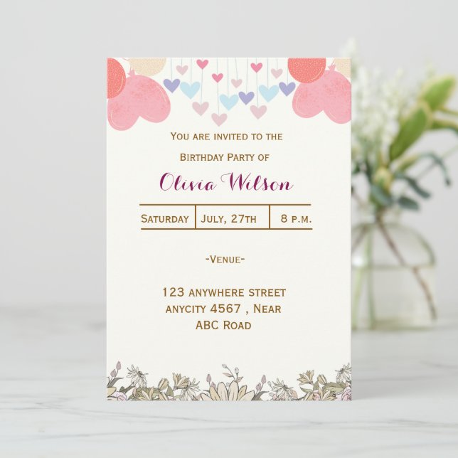 Convites Aniversário (Em pé/Frente)