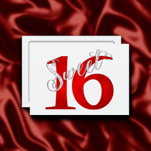 Convites Aniversário 16 anos   Clássico Vermelho e Branco G
