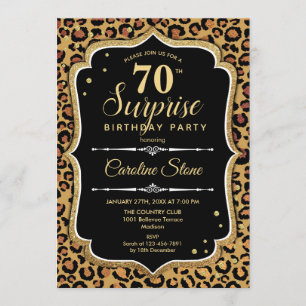 Convites Aniversário 70 de Surpresa - Preto-Leopardo Doura