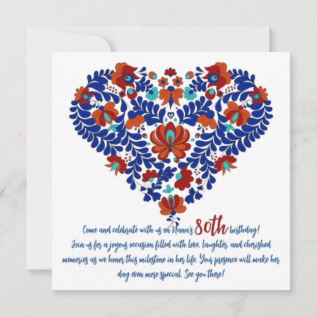 Convites Aniversário 80 de Nana / Matô Russo Húngaro (Frente)