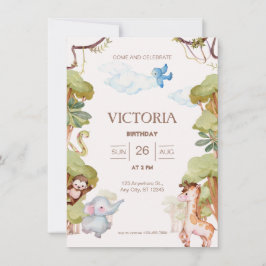Convites Aniversário Adorável da Floresta Animal