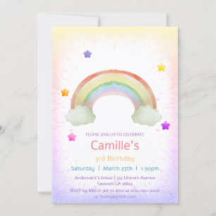 Convites Aniversário adorável da Rainbow