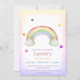 Convites Aniversário adorável da Rainbow