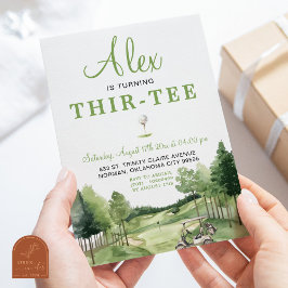 Convites Aniversário Adulto Golfe Green Thir-Tee ao Ar Livr