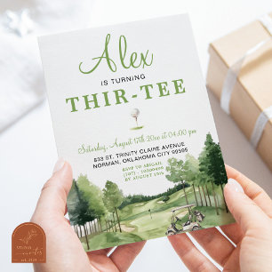 Convites Aniversário Adulto Golfe Green Thir-Tee ao Ar Livr