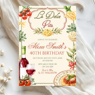Convites Aniversário Adulto Vinho e Massa La Dolce Vita