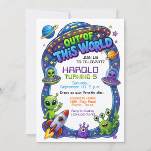 Convites Aniversário Alien Fora do Mundo Espaço Exterior Ga