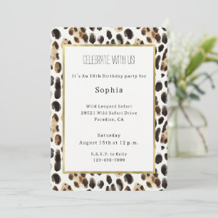 Convites Aniversário Animal Leopardo Marrom Preto Creme