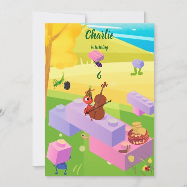 Convites Aniversário Ant Cookie do Bloco de Construção (Frente)