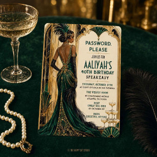 Convites Aniversário Art Deco Gatsby Rugindo 20 Esmeralda V