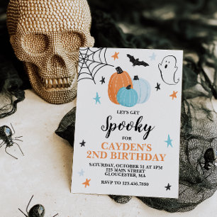 Convites Aniversário Assustador de Halloween com Abóboras A