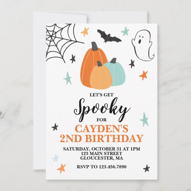 Convites Aniversário Assustador de Halloween com Abóboras A (Frente)