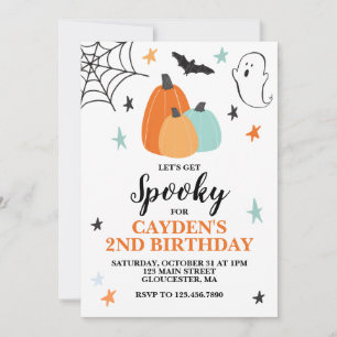 Convites Aniversário Assustador de Halloween com Abóboras A