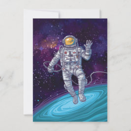 Convites Aniversário. Astronauta no Espaço com Estrelas e G