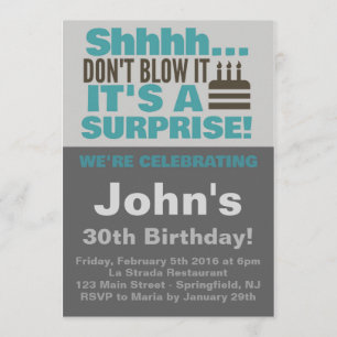 Convites Aniversário Azul do Partido do Bolo Surpresa