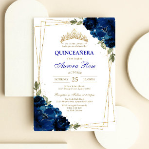 Convites Aniversário Azul Dourado Prata Mis Quinze Quinceañ