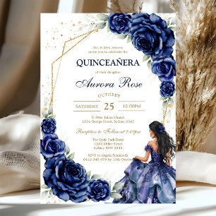 Convites Aniversário Azul Douro Prata Mis Quince Quinceañer