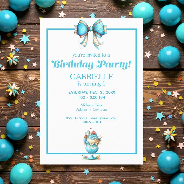 Convites Aniversário Azul Turquesa Divertido  (Criador carregado)
