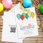 Convites Aniversário Balões Confetti Partido Moderno Código<br><div class="desc">Convite de balões de aniversário. Para crianças, adultos, ou o aniversário de qualquer ano. Confiança moderna e balões podem ser usados para convites de festas surpreendentes ou qualquer festa. Balões de água bonitinhos de aniversário, uma coloração mínima minimalista simples, uma celebração de confete divertida balística, uma surpresa festiva em qualquer...</div>