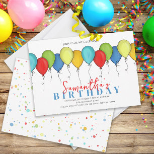 Convites Aniversário Balões Confetti Partido Moderno Festa 