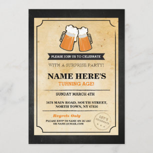 Convites Aniversário "Beers Chalk Bar Convide"