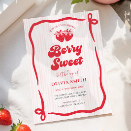 Convites Aniversário Berry Sweet com Laço Rosa Coquette Mor