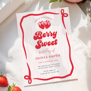 Convites Aniversário Berry Sweet com Laço Rosa Coquette Mor