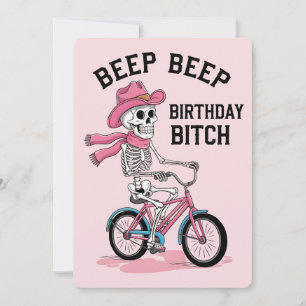 Convites Aniversário Bip Bip Engraçado Esqueleto Rosa Bicic