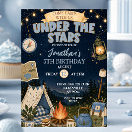 Convites Aniversário Blue Camp Under The Stars