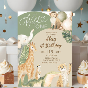 Convites Aniversário Boho Greenery Safari Wild One