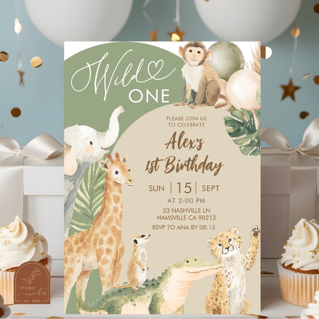 Convites Aniversário Boho Greenery Safari Wild One (Criador carregado)