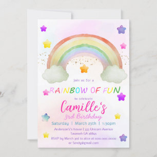 Convites Aniversário bonito da estrela arco-íris