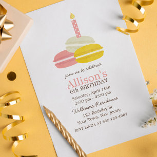 Convites Aniversário bonito de Macarons do francês