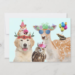 Convites Aniversário bonito dos animais de partido