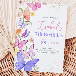 Convites Aniversário Borboleta Roxa Rosa