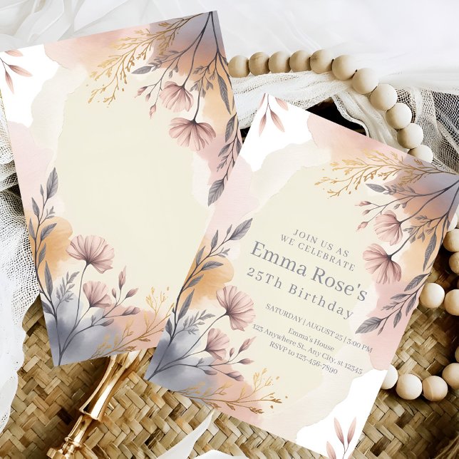 Convites Aniversário Botânico Blush (Criador carregado)