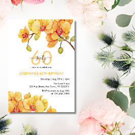 Convites Aniversário Botânico da Flor Orquídea Amarela