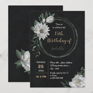 Convites aniversário botânico das flores brancas românticas