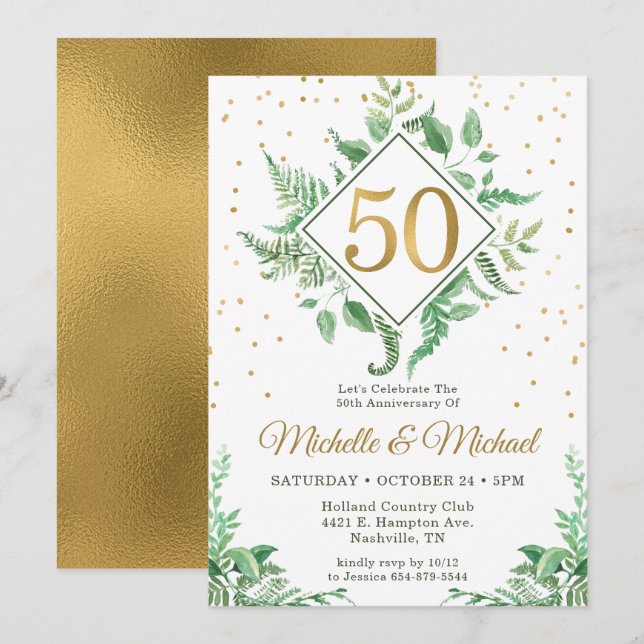 Convites Aniversário Botânico de 50 anos (Frente/Verso)
