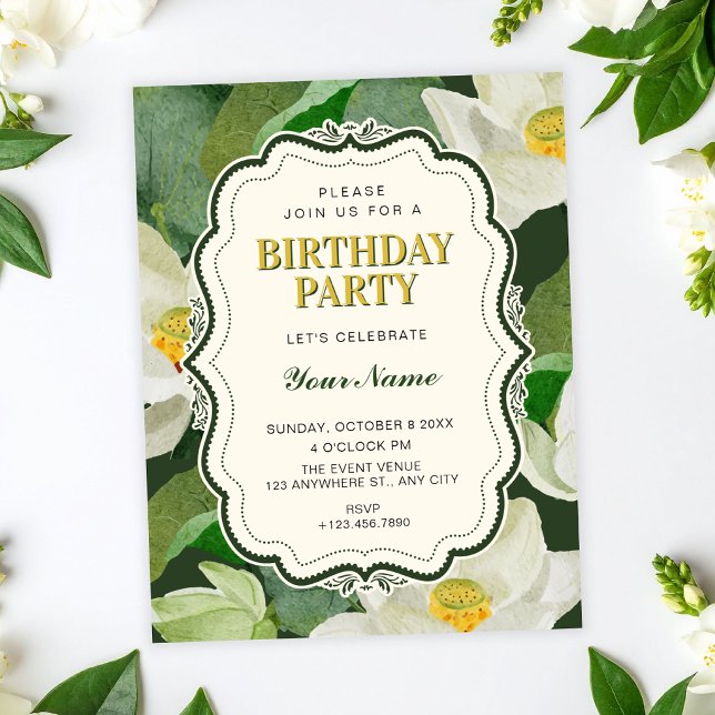 Convites Aniversário Botânico Verde (Criador carregado)