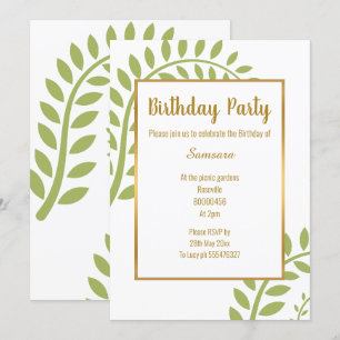CONVITES ANIVERSÁRIO BRANCO DE FERN VERDE MODERNO