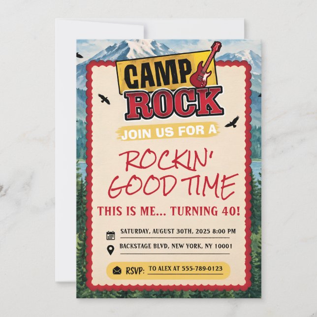 Convites Aniversário Camp Rock (Frente)