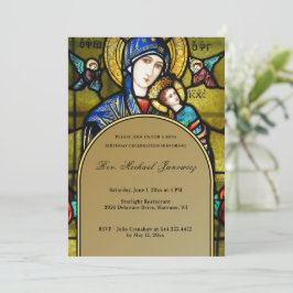 Convites Aniversário Católico Vidro Colorido Religioso