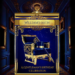 Convites Aniversário Cavalheiros Art Déco Elegante Dourado 