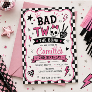 Convites Aniversário Caveira Punk Goth Rosa Ruim pra Carbon