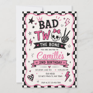 Convites Aniversário Caveira Punk Goth Rosa Ruim pra Carbon